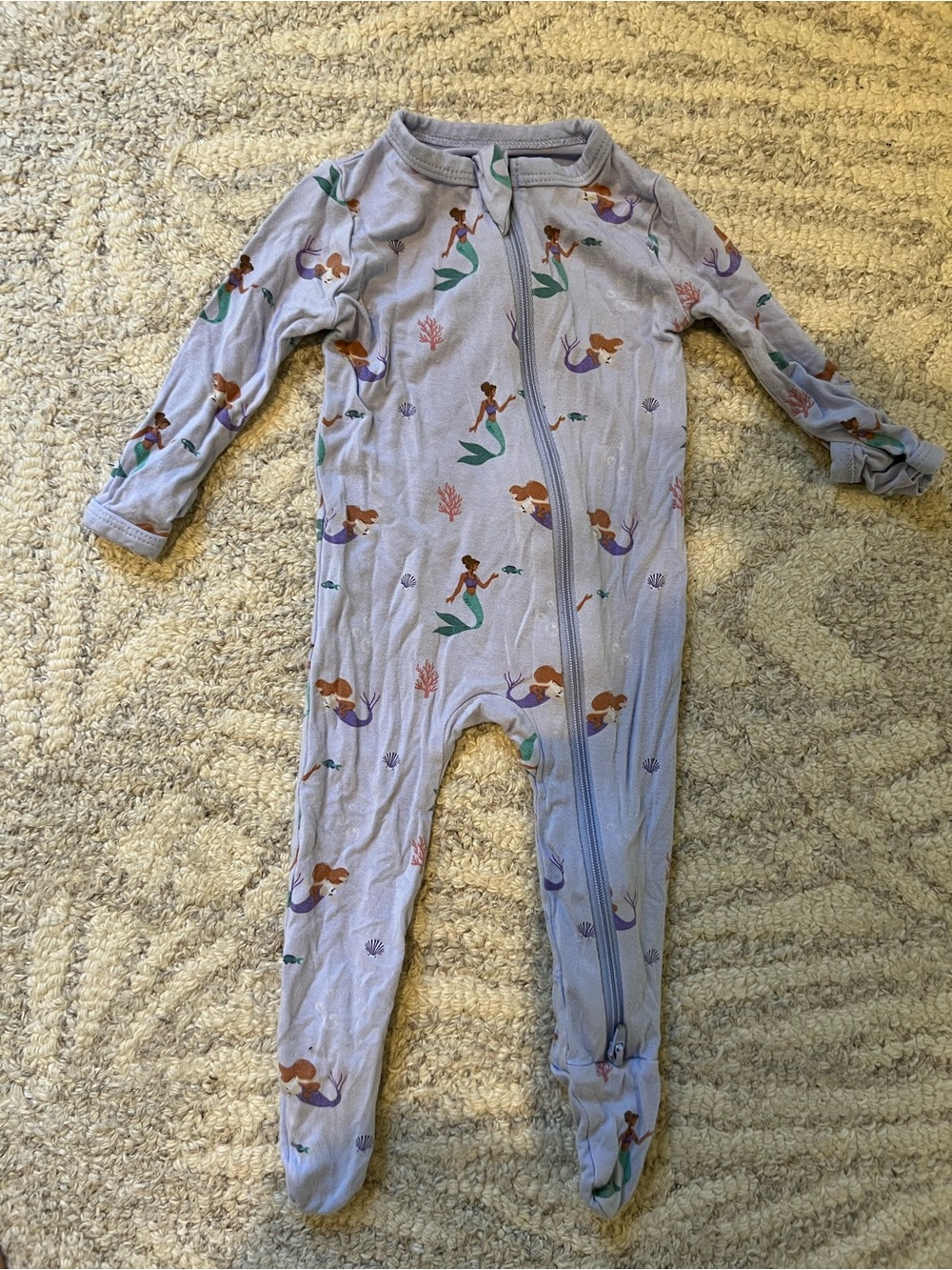 Kyte BABY Lavender Mermaid Print Footed One-Piece